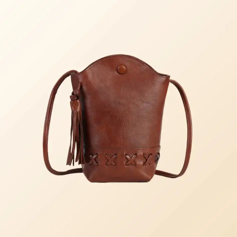 Braided Leather Phone Crossbody Bag