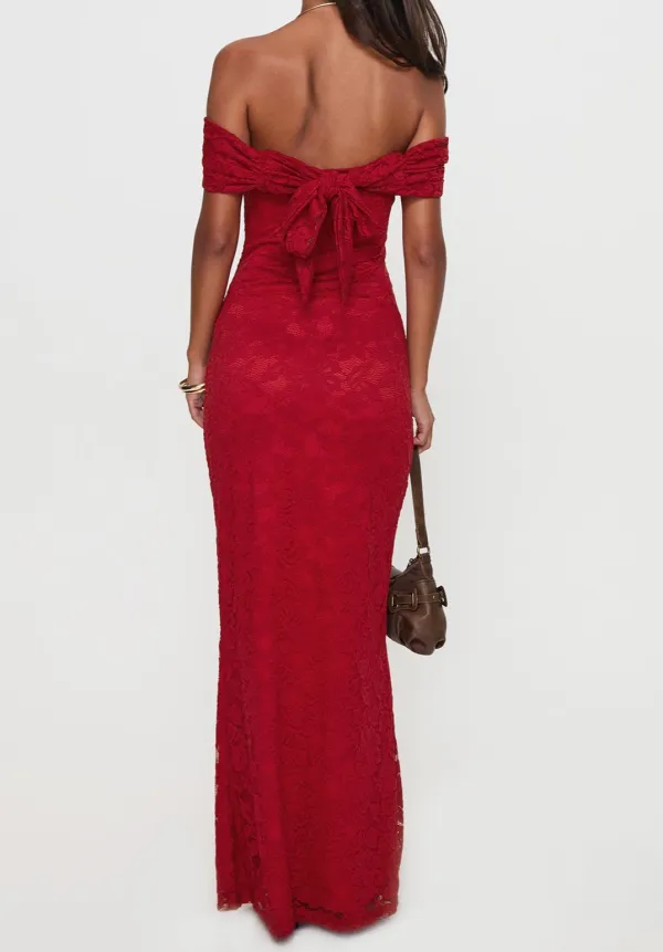Embroidered Look Strapless Maxi Dress