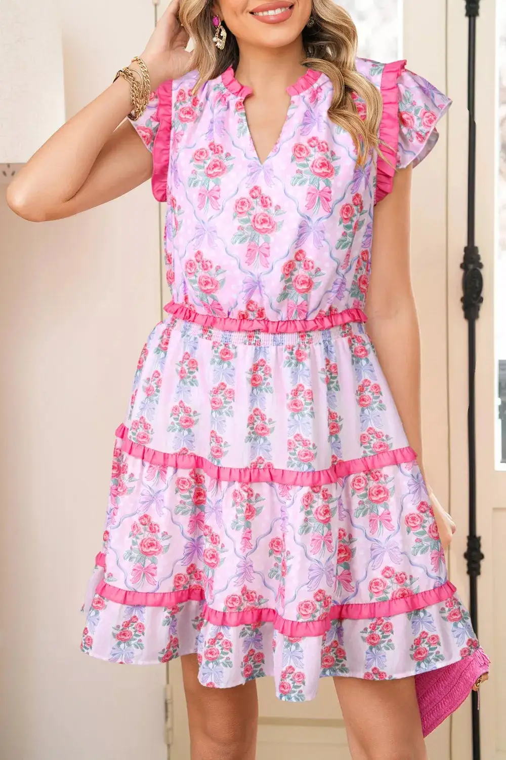 Floral Ruffle Tiered Dress Casual