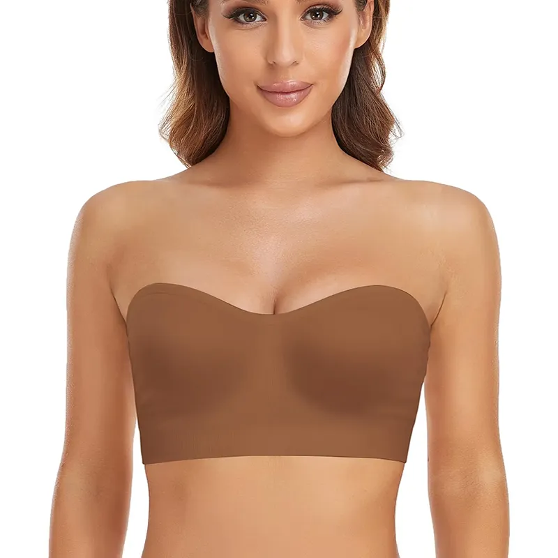 Women's Strapless Anti-Slip Silicone Pad Bandeau Bra