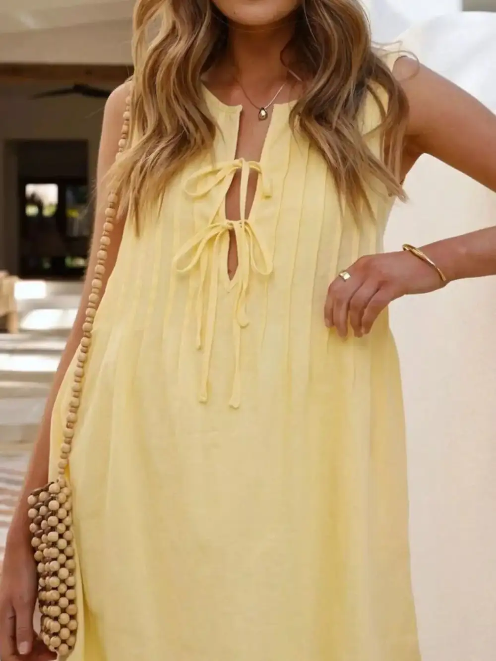 Balanced Detail Sleeveless Mini Dress