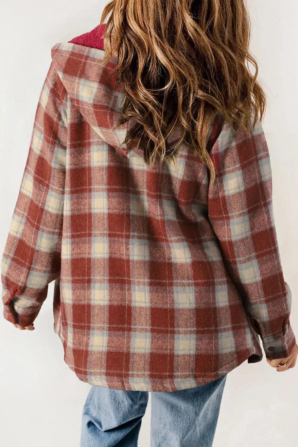 Fleece Lined Plaid Hooded Jacket