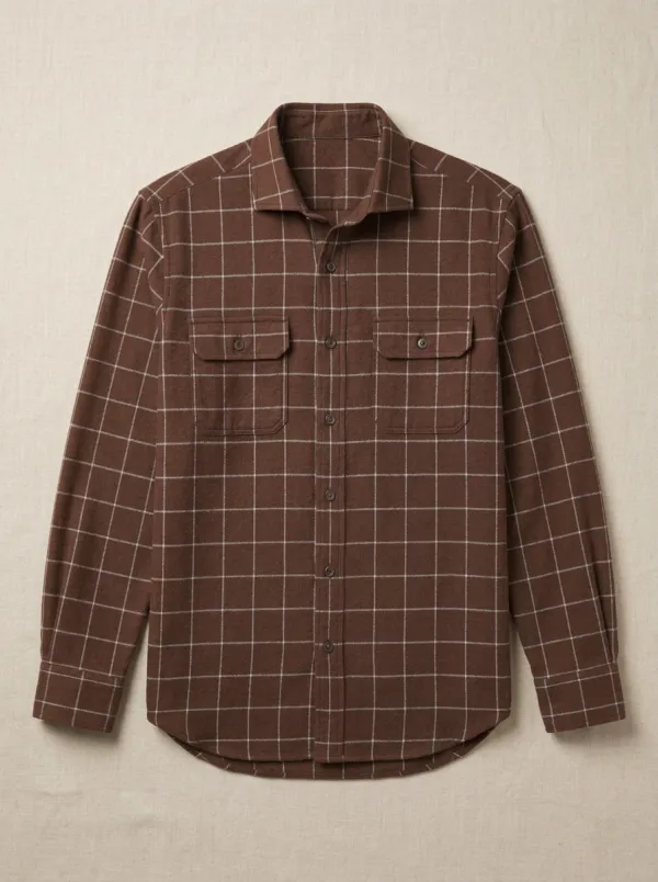 Grid-Pattern Long-Sleeve Men's Long-Sleeve Shirt