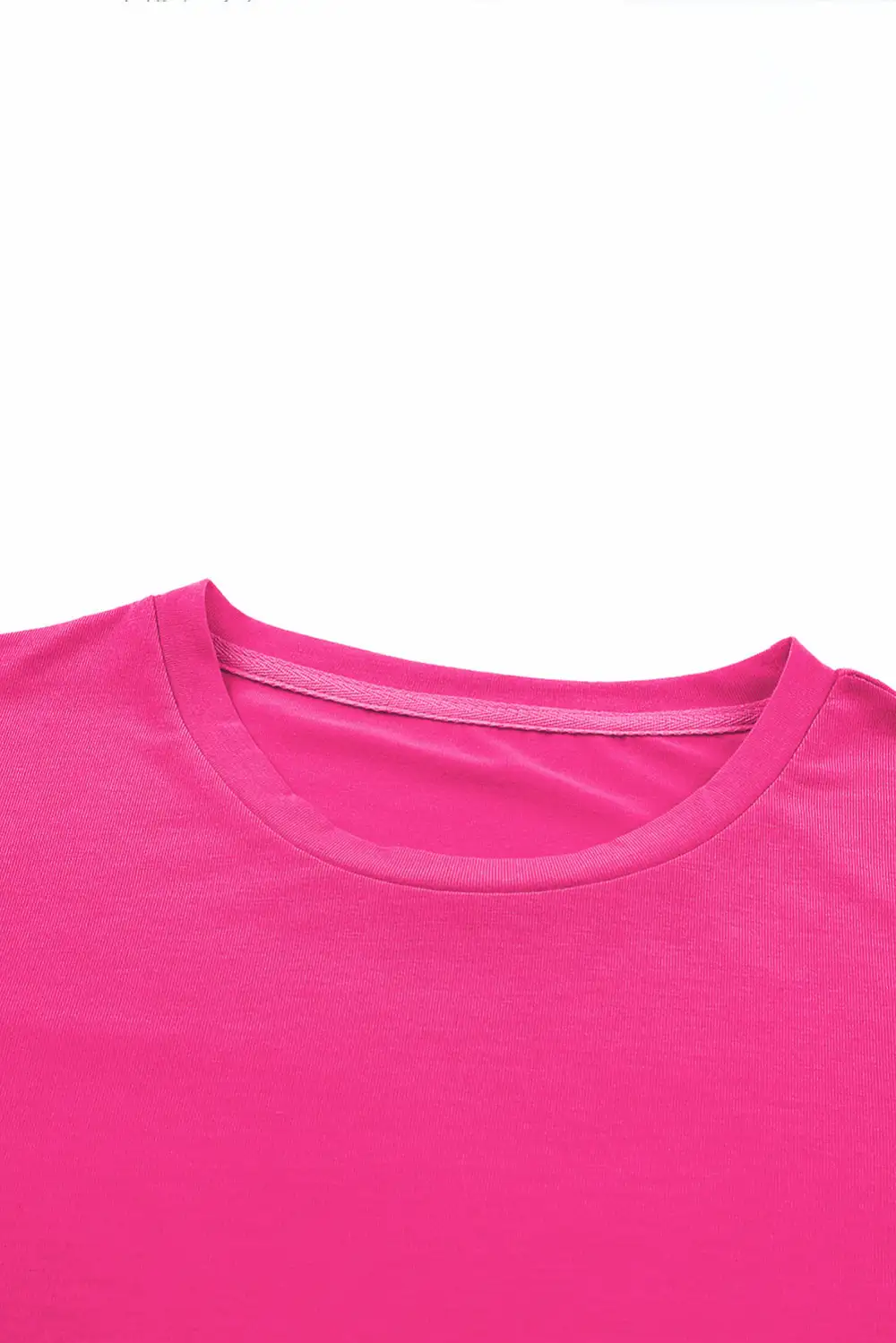 Rose Red Casual Plain Crew