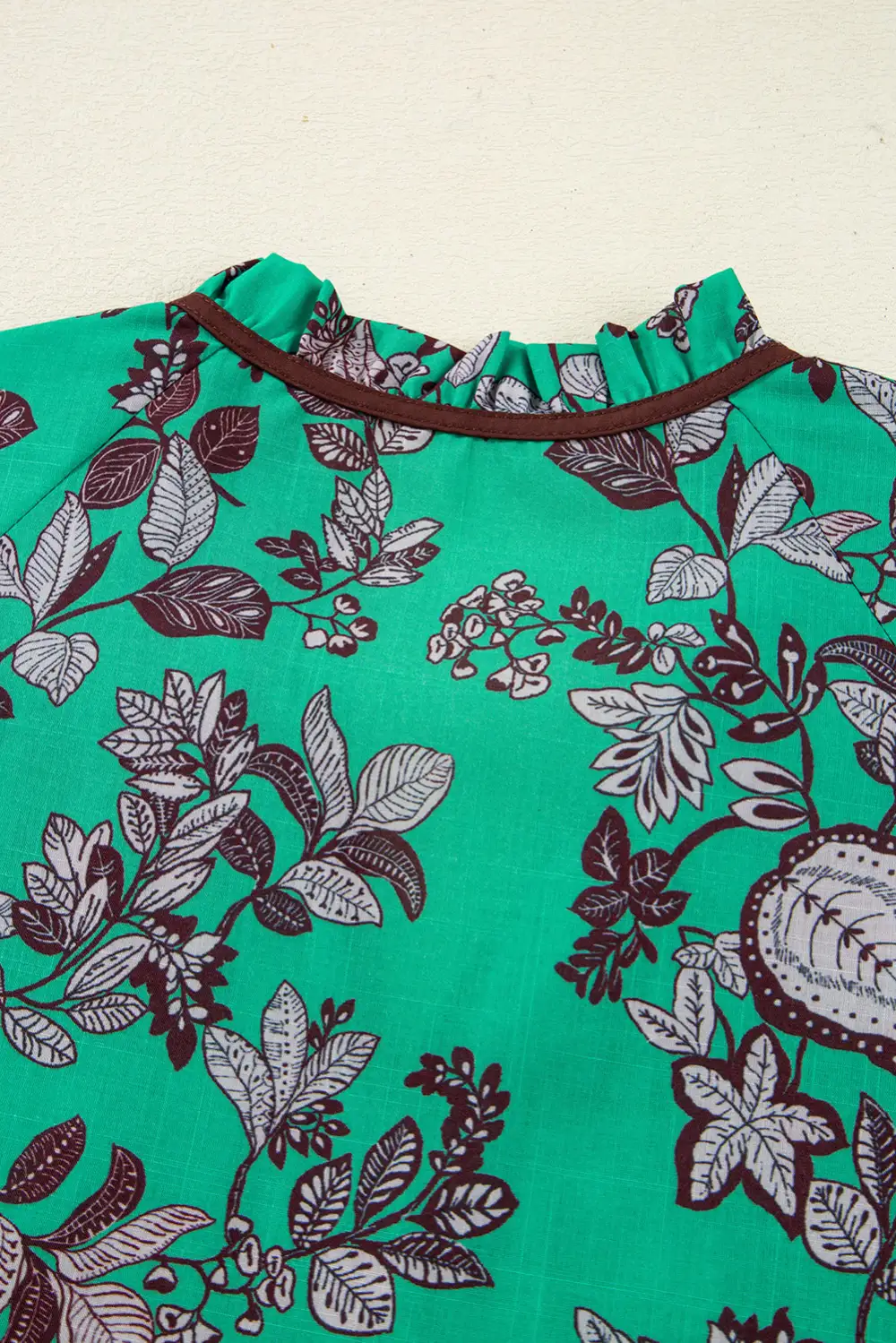 Floral Shirred V-Neck Blouse