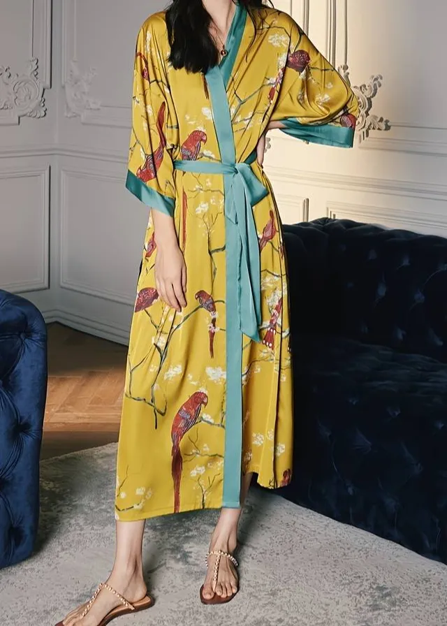 Long Satin Kimono Wrap