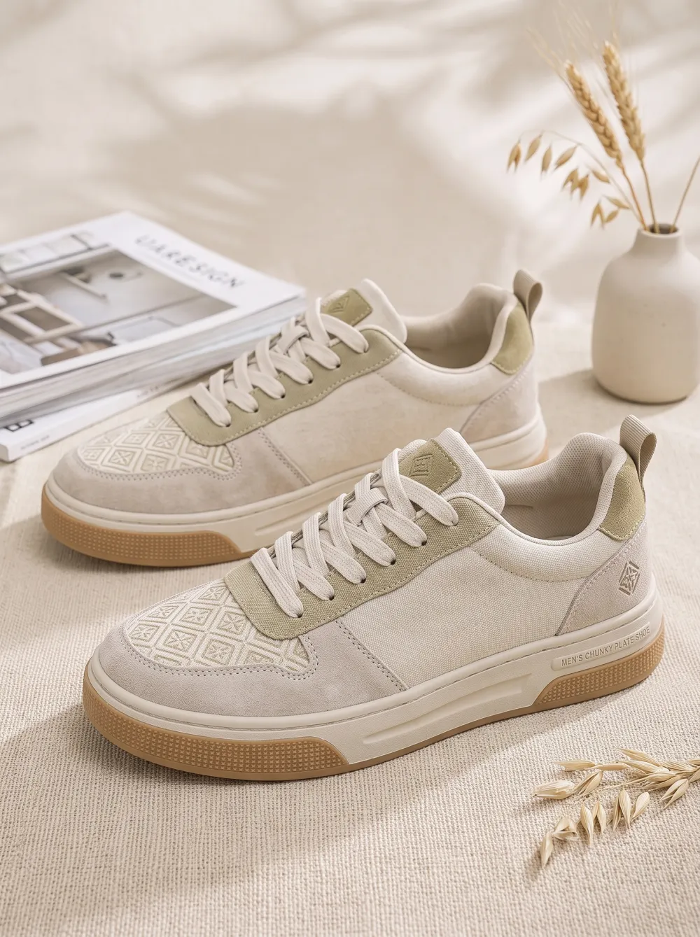 Men's Casual Geometric Pattern Suede Printed Sneakers