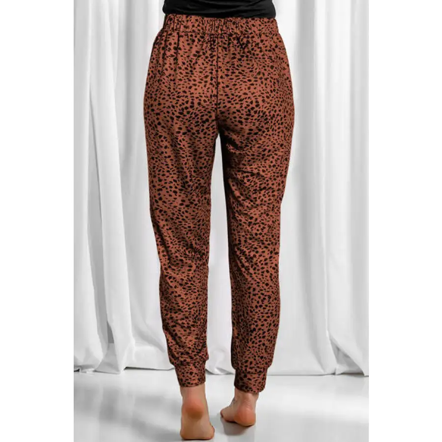 Full Size Leopard Drawstring Pocketed Pants