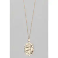 Oval Flower Pendant Necklace