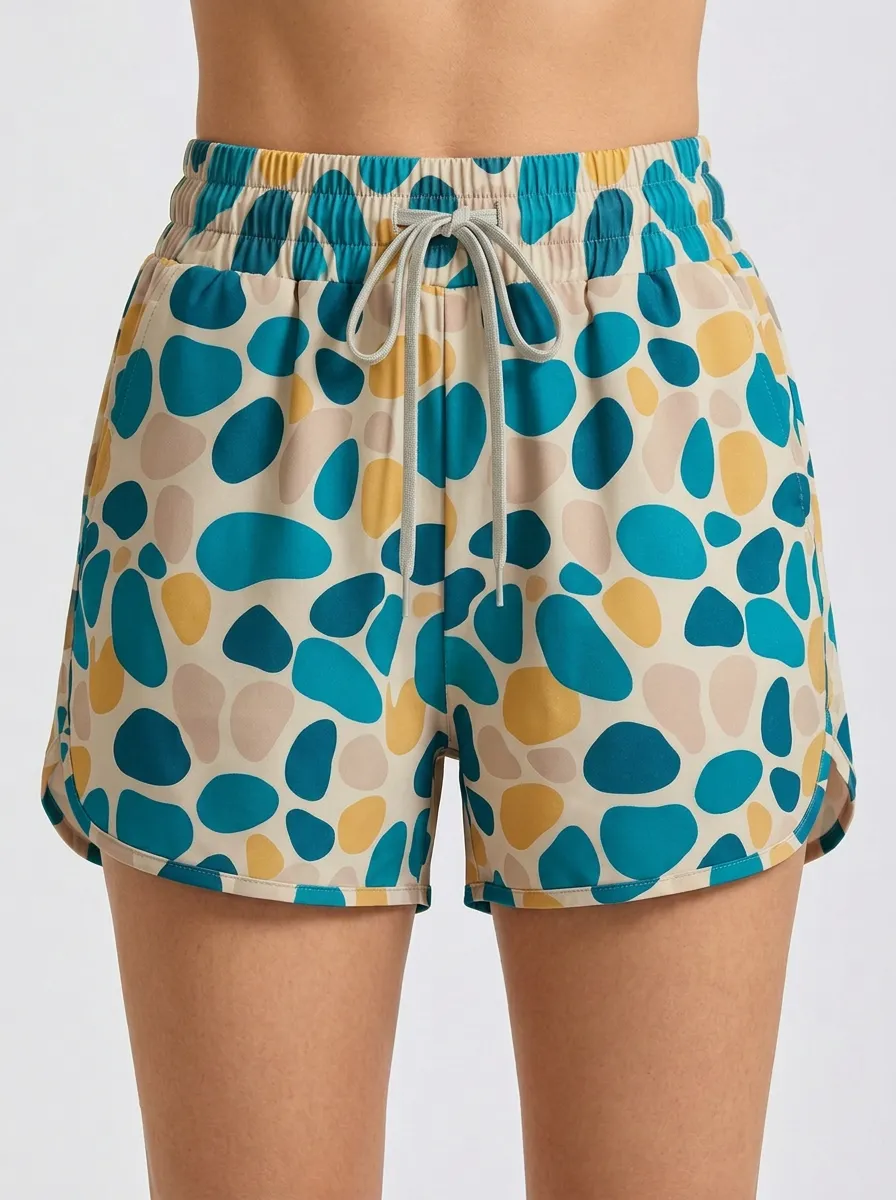Women's Pebble-Print Drawstring Athletic Shorts