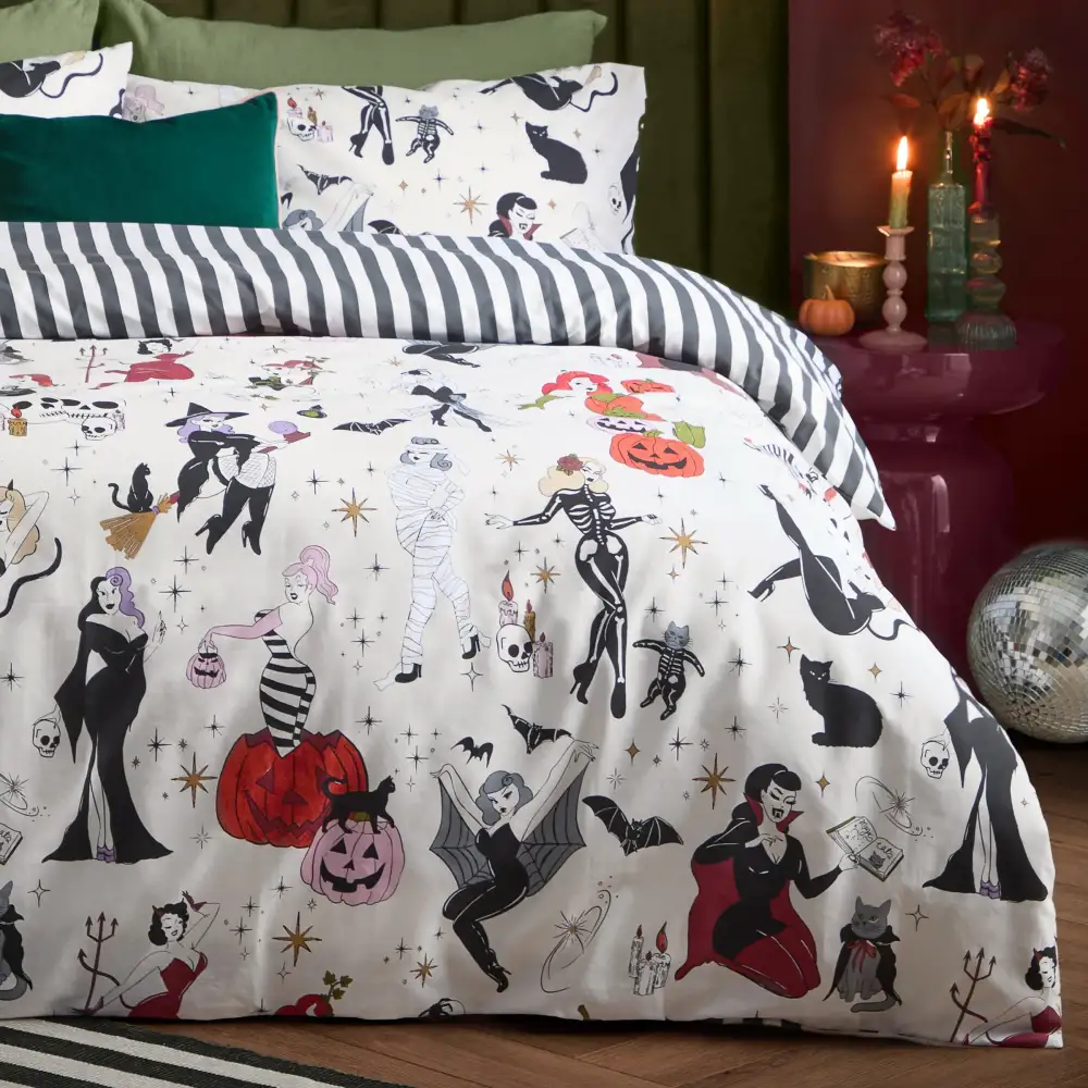Softly Styled Bedroom Reversible Stripe Cotton Duvet Cover Set