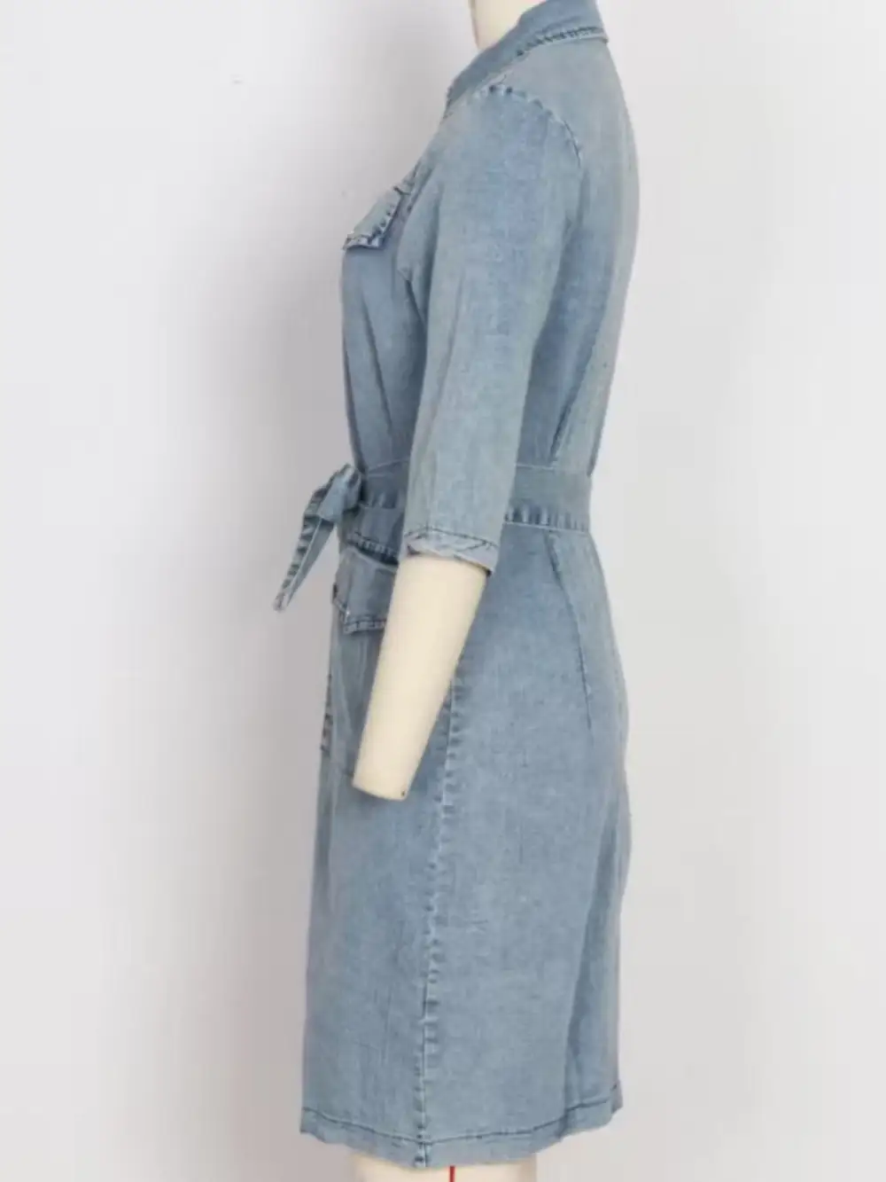 Comfort Fit Denim Zip Front Short Sleeve Dress