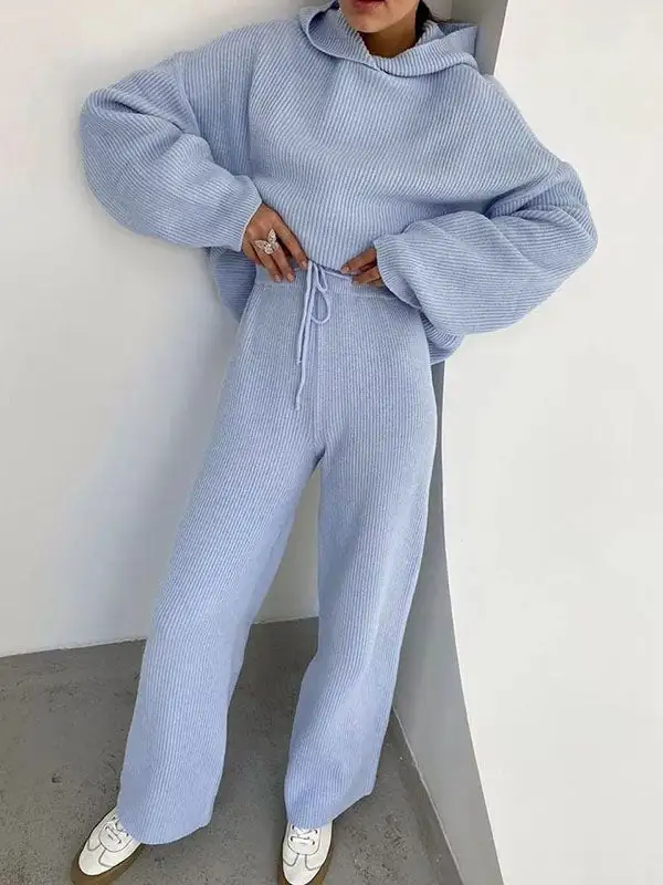 Relaxed Round Neck Sweater And Pants Set
