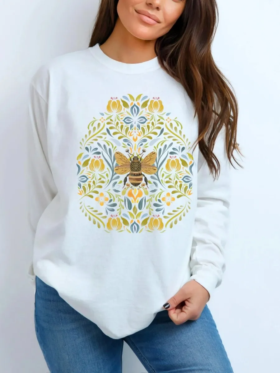 Bee and Floral Print T-Shirt