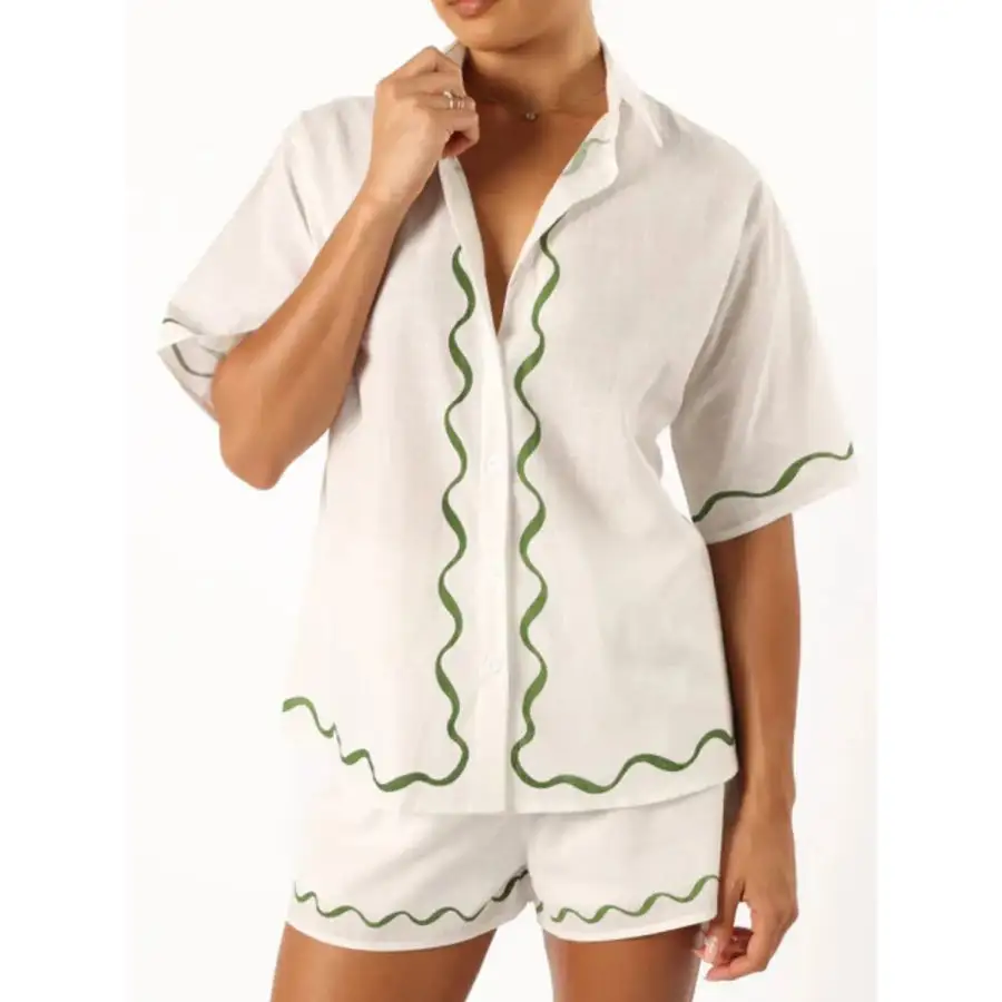 Button Up Half Sleeve Top and Shorts Set