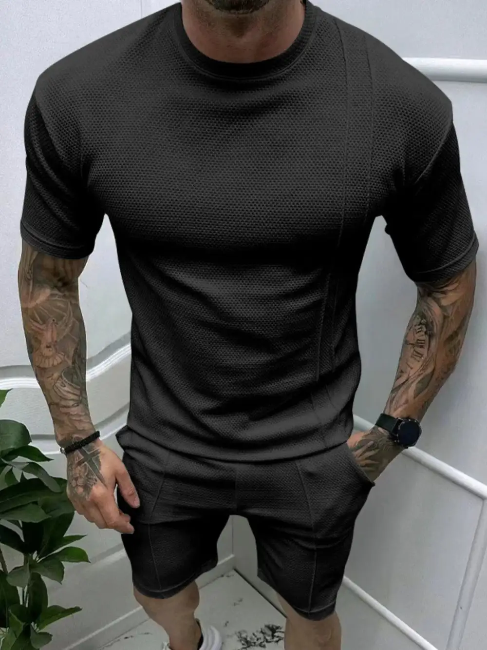 Round Neck Tee and Shorts Set