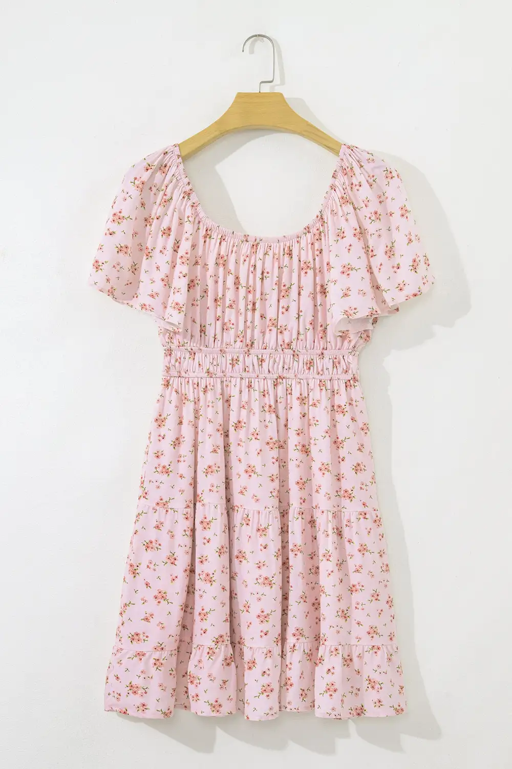 Floral Ruffle Short Sleeve Mini Dress
