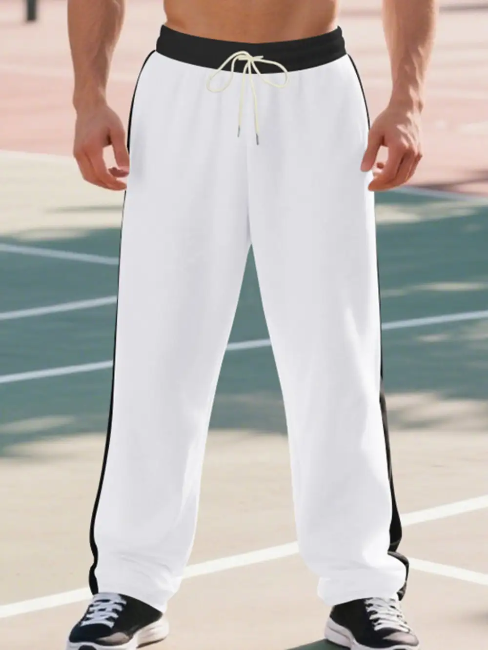 Men's Full Size Side Stripe Wide Leg Pants