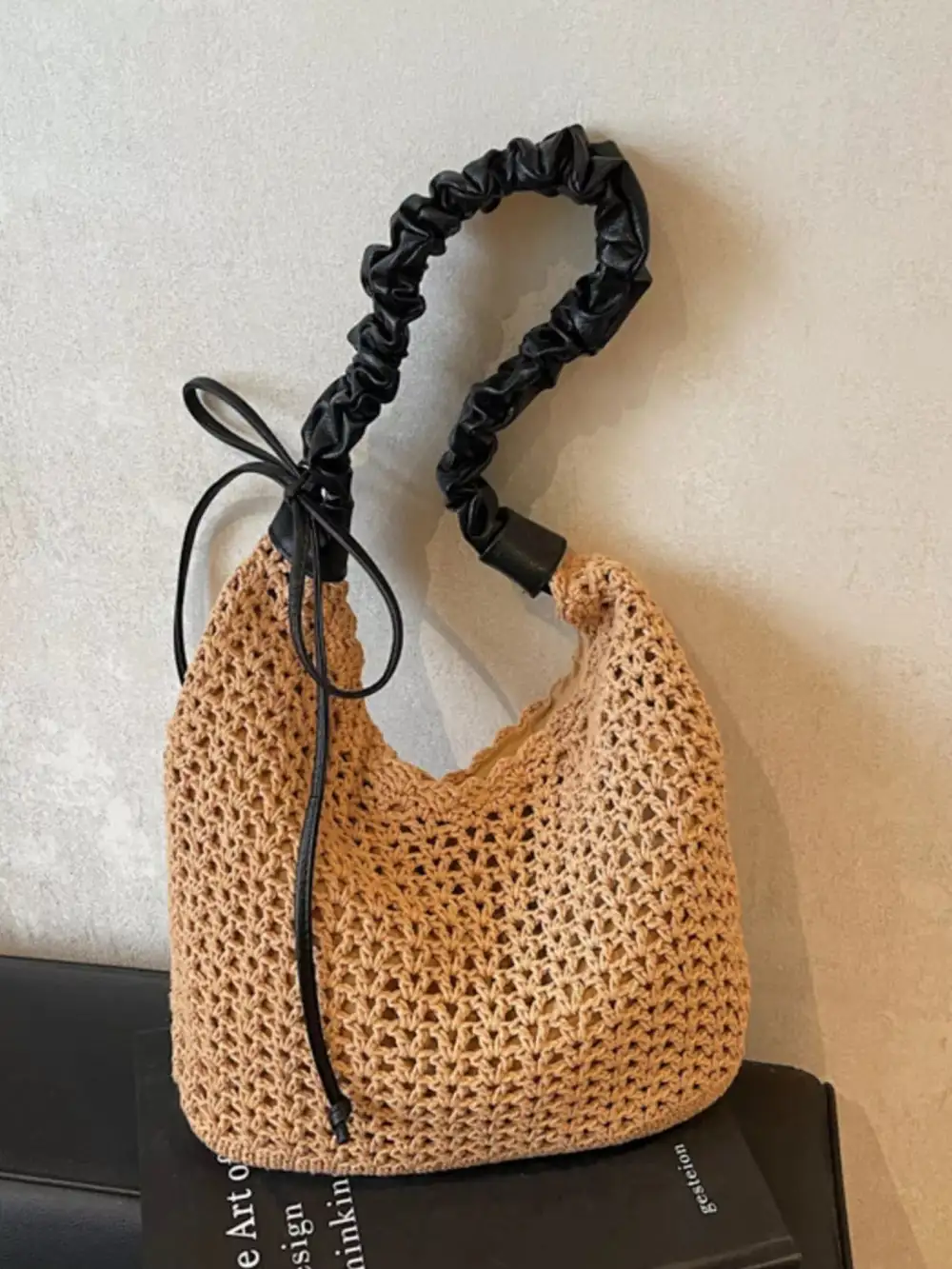 Crochet Ruched Shoulder Bag
