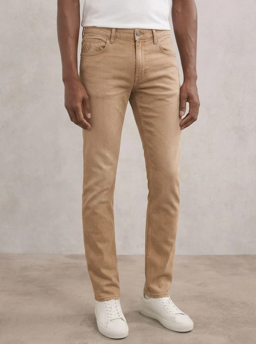 Men's Classic Everyday Pocket Detail Embroidered Stretch Denim Jeans