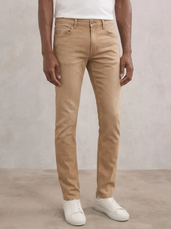 Men's Classic Everyday Pocket Detail Embroidered Stretch Denim Jeans
