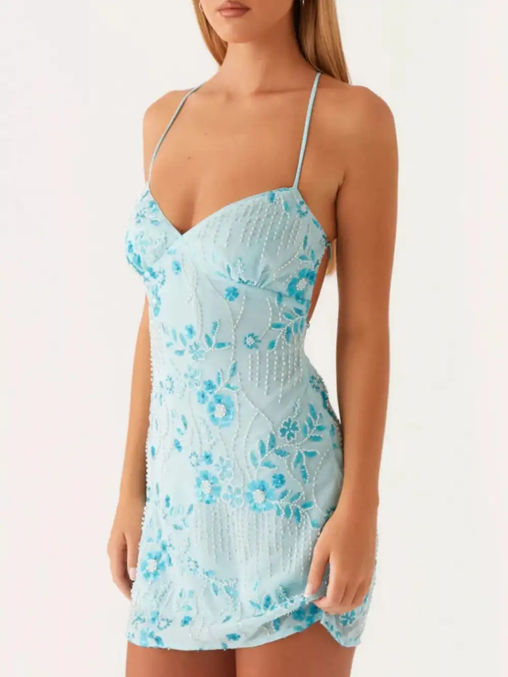 Drape Floral Mini Dress
