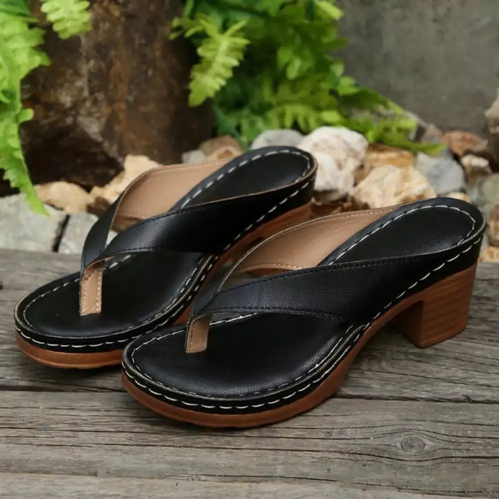 Refined Toe Post Block Heel Sandals