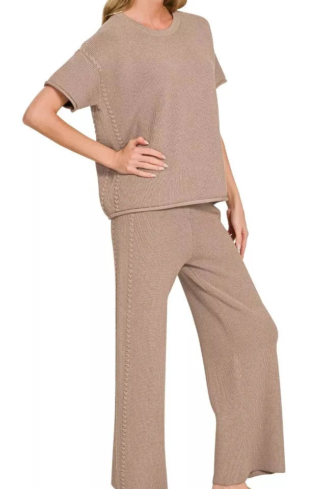 Viscose Round Neck Top & Pants Set