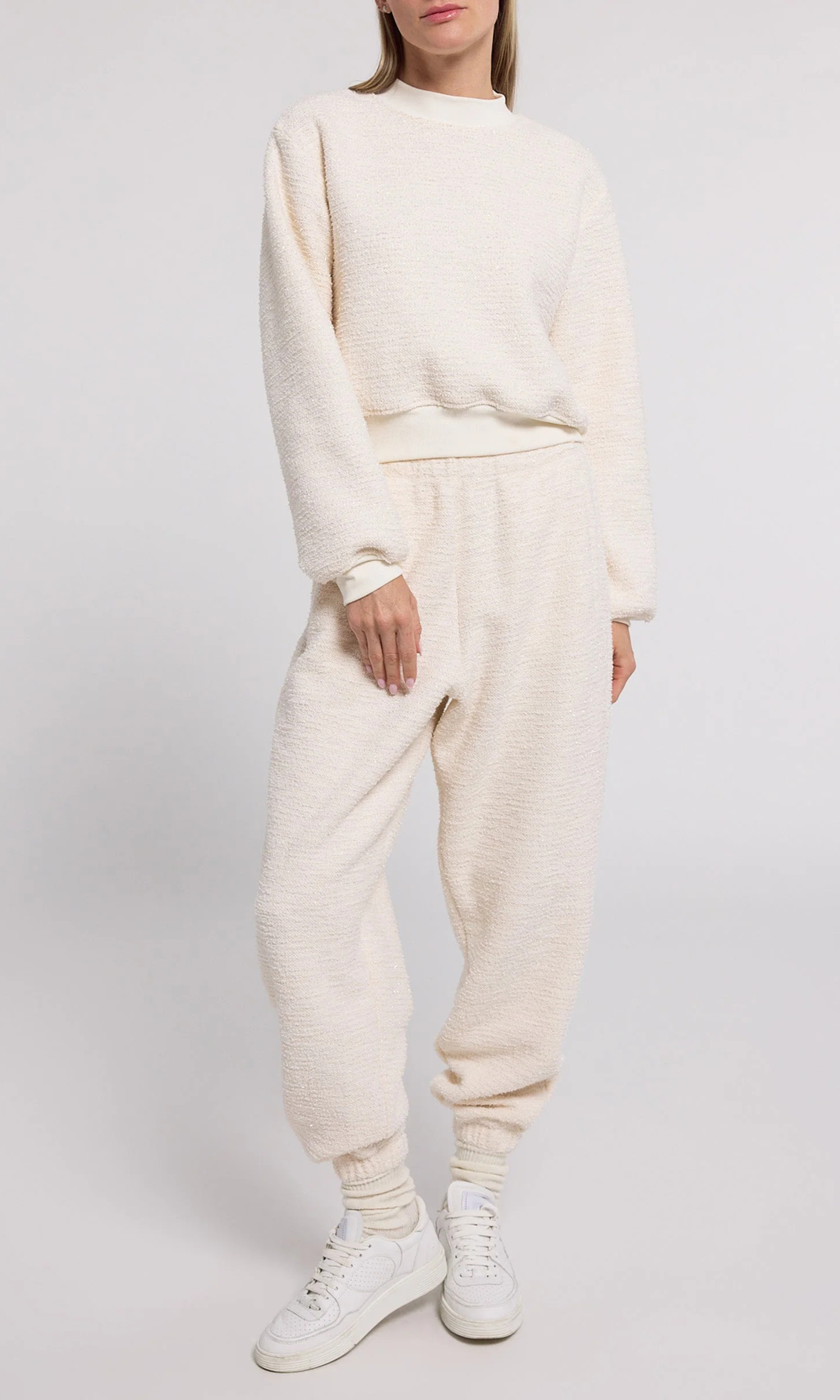 White Comfort Elastic Waist Jogging Pants