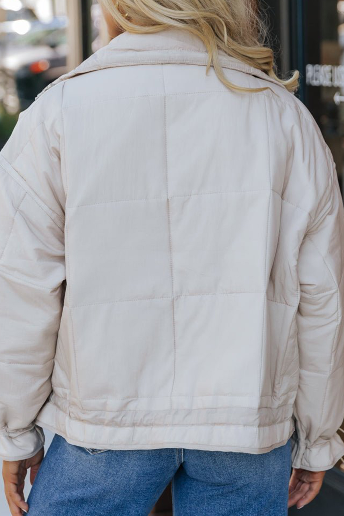 Beige Simple Down Jacket