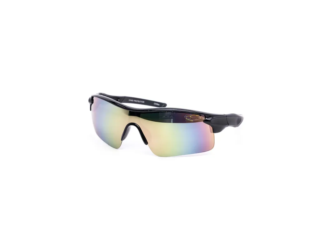 12-Pack Kids Shield Wraparound Burnt Mirror Performance Sunglasses