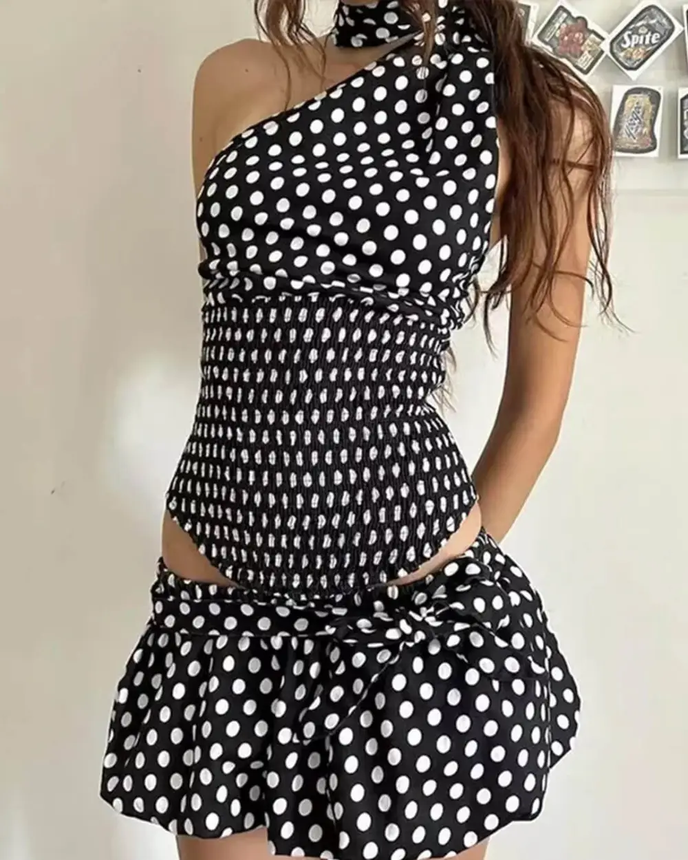 Lightweight Polka Dot Mini Skirt
