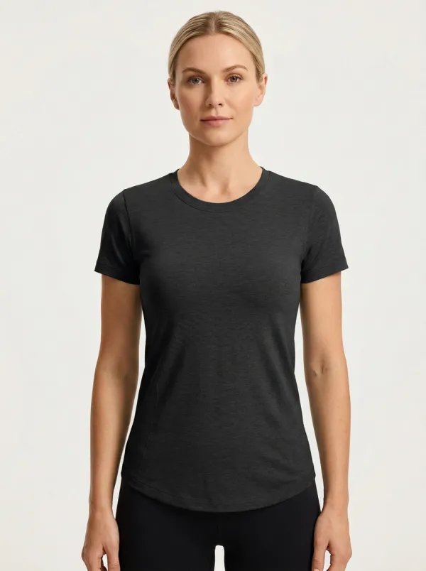 Women's Heathered Curved-Hem Training T-Shirt