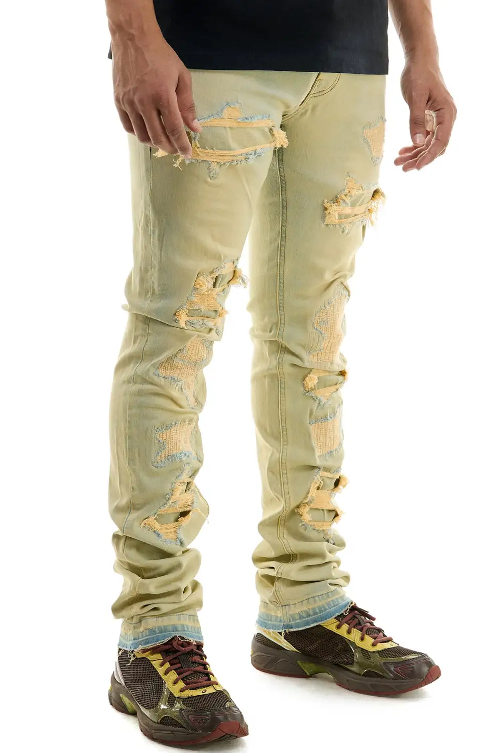 Men's Skinny Stacked Distressed Jeans