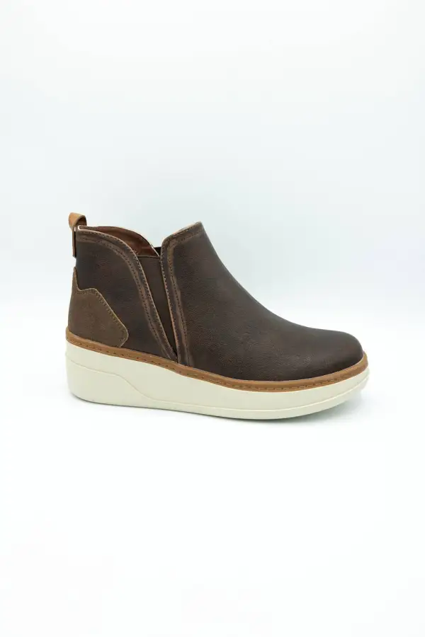 Wedge Suede Faux Leather Platform Bootie