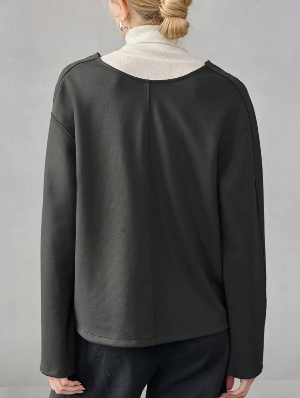 V Neck Reversible Loose Fit Sweatshirt