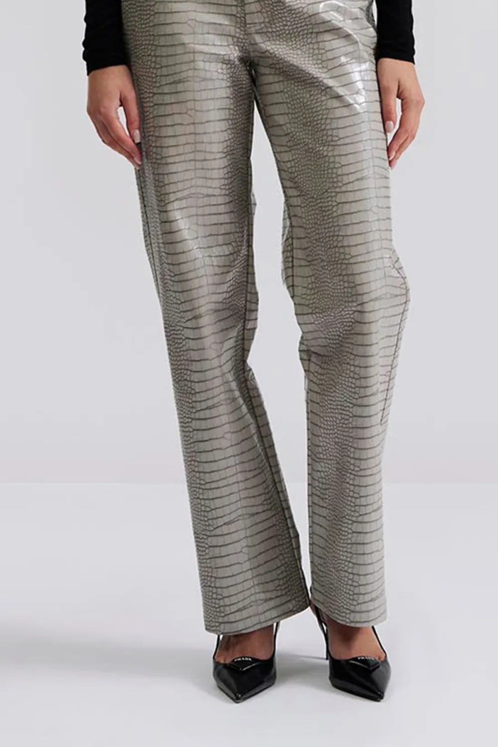 Straight Leg Faux Leather Trousers