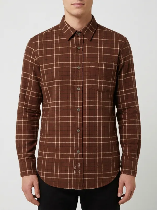 Classic Design Plaid Long-Sleeve Men's Long-Sleeve Shirt