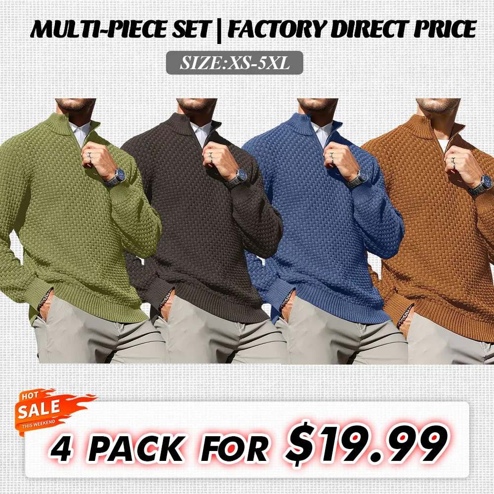 🔥 Men's Cable Knit Quarter-Zip Sweater