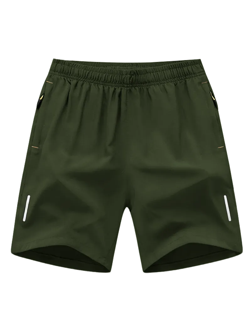 Men's Solid Color Zipper Pocket Shorts