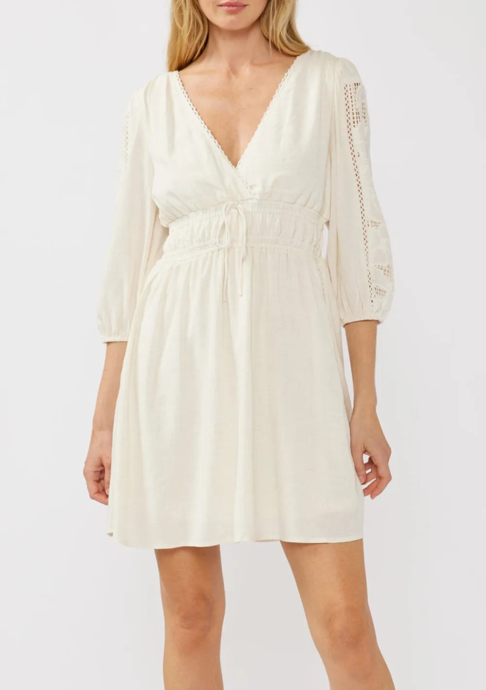 Tied Waist V-Neck Dress