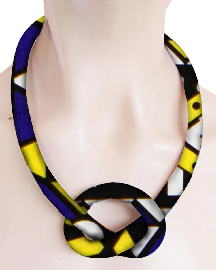 Handmade Ankara Print Cotton Cord Necklace