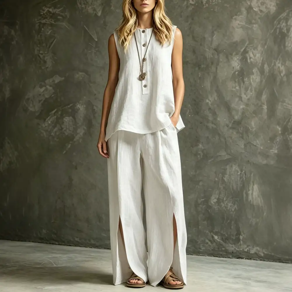 Classic Wide-Leg Sleeveless Women's Matching Set