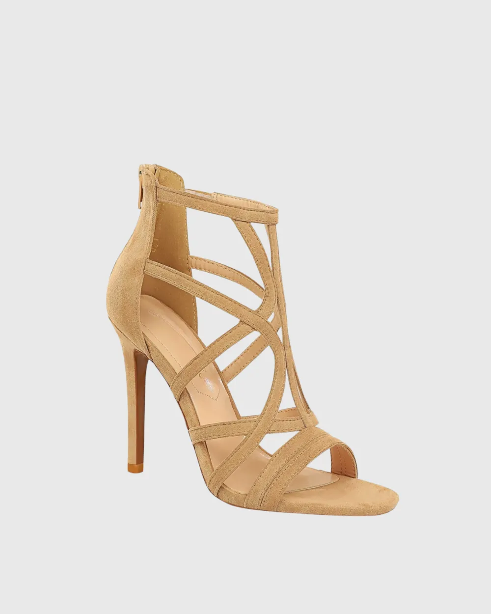 Strap Gladiator Suede Sandals in Beige