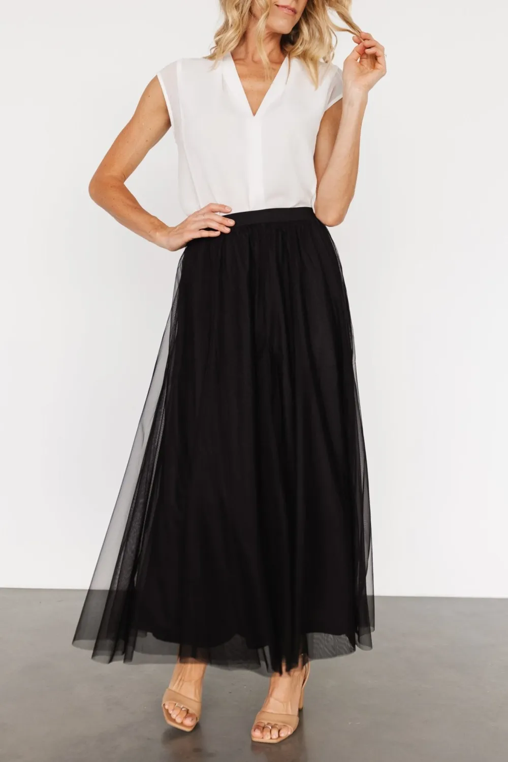Minimalist High-Waisted Temperament Tulle Skirt