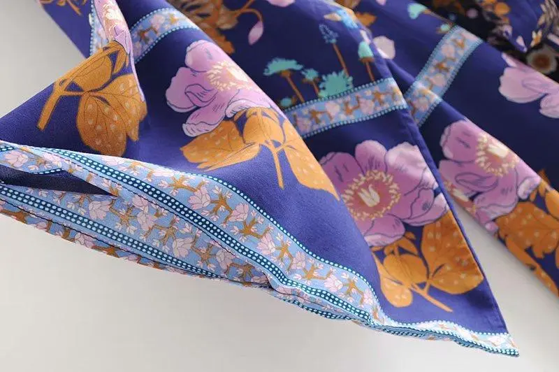 Floral Print Bat Sleeve Kimono Dress