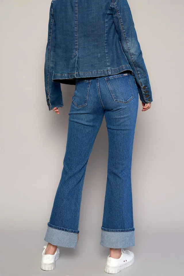 Women's High Rise Cropped Cropped Bootcut Comfort Stretch Denim Jeans