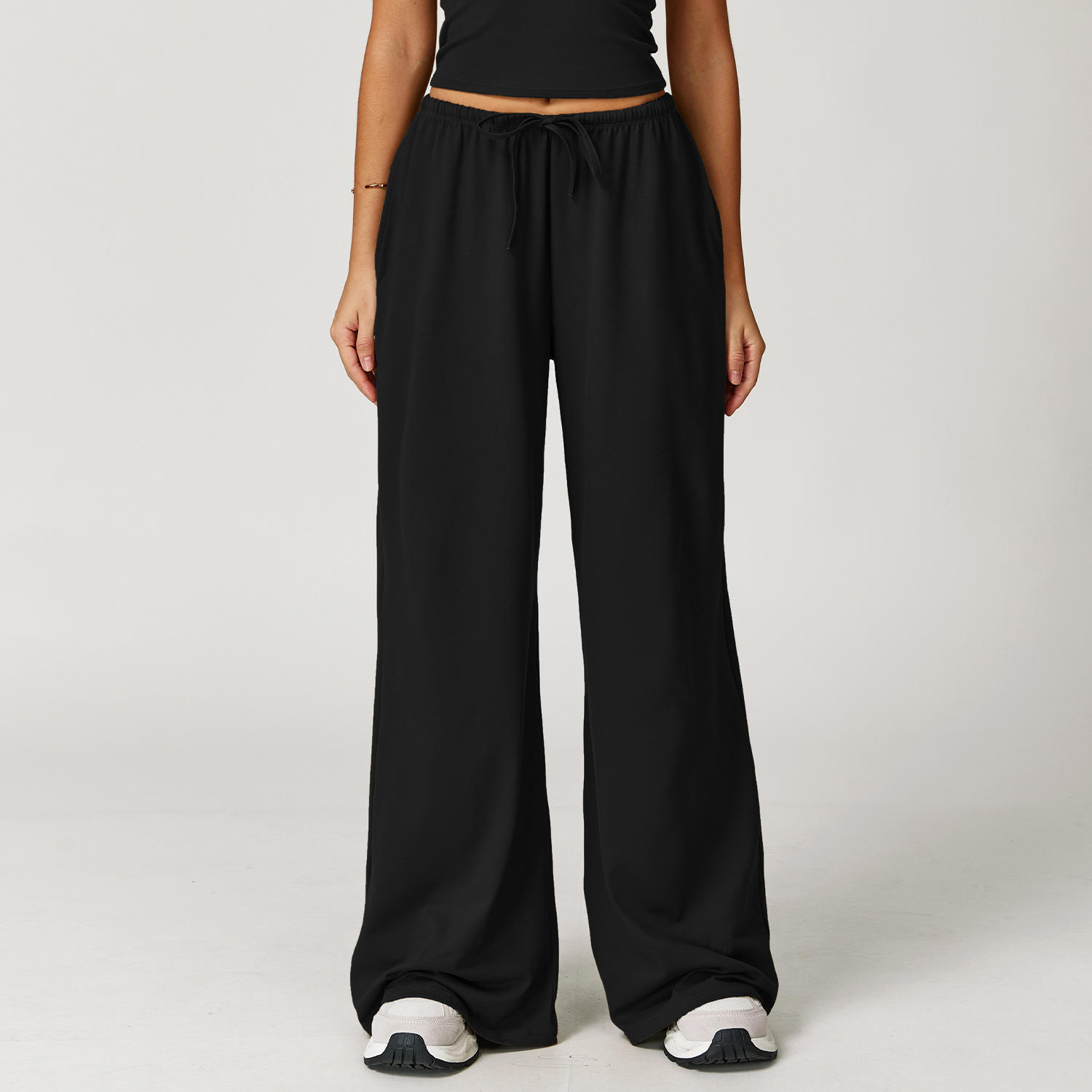 Drawstring Draped Straight Leg Gym & Lounge Pants