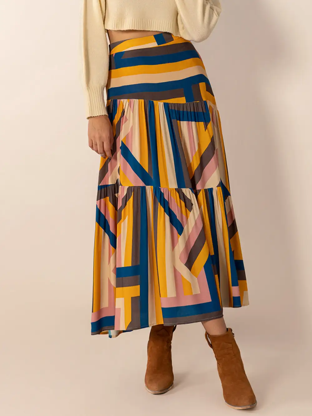 Calm Ruched Elastic Skirt