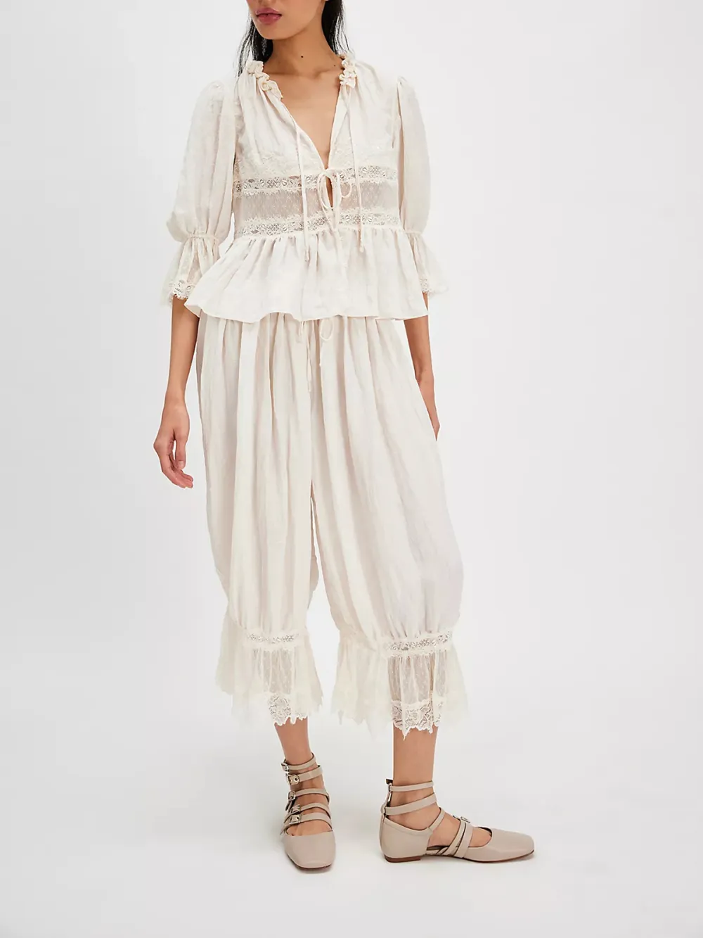 Casual Style Young Bloomer Pants Ivory